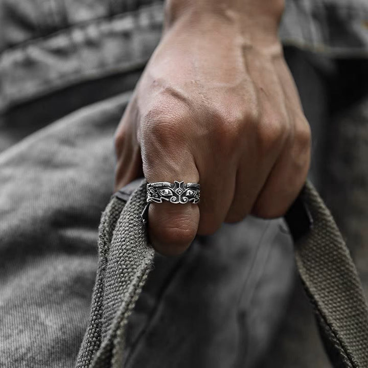 WorldNorse Men Vintage Gluttonous Divine Beast Ring - Adjustable - image 0