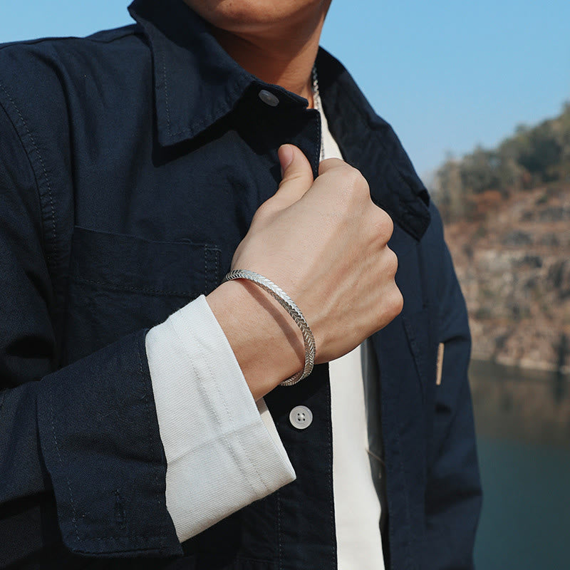 WorldNorse Mobius Vintage Wheat Bracelet - White Silver - image 3