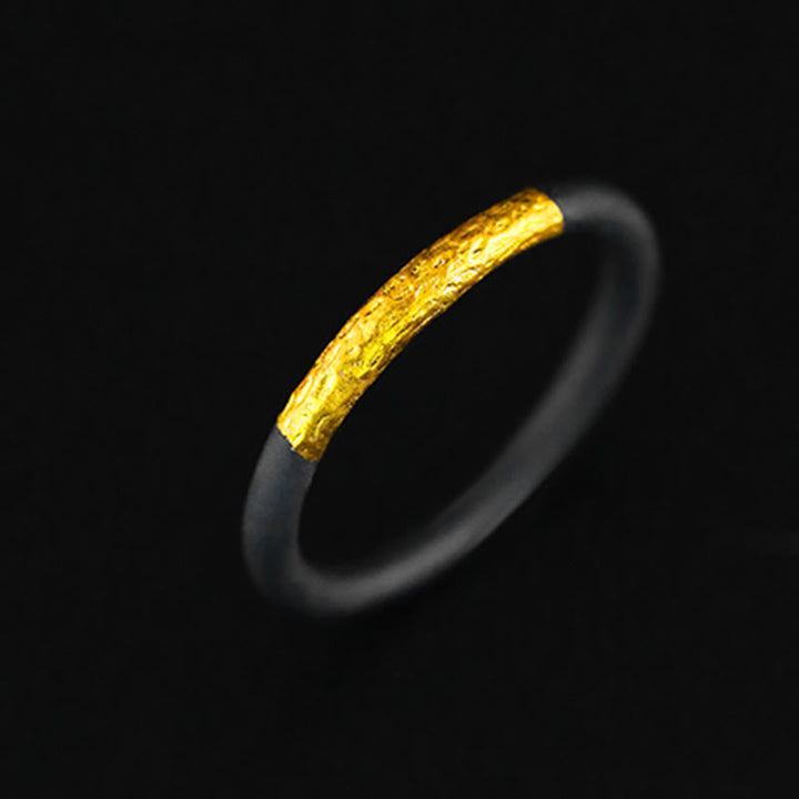 WorldNorse Handcrafted 999 Silver True Self Ring - Black&Gold - UK Size V1/2 (US 11) - image 1
