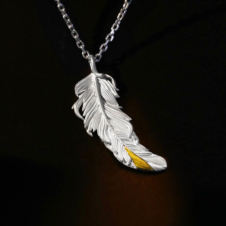 WorldNorse 999 Sterling Silver Feather Necklace - White - With 55cm Silver King Chain - image 1