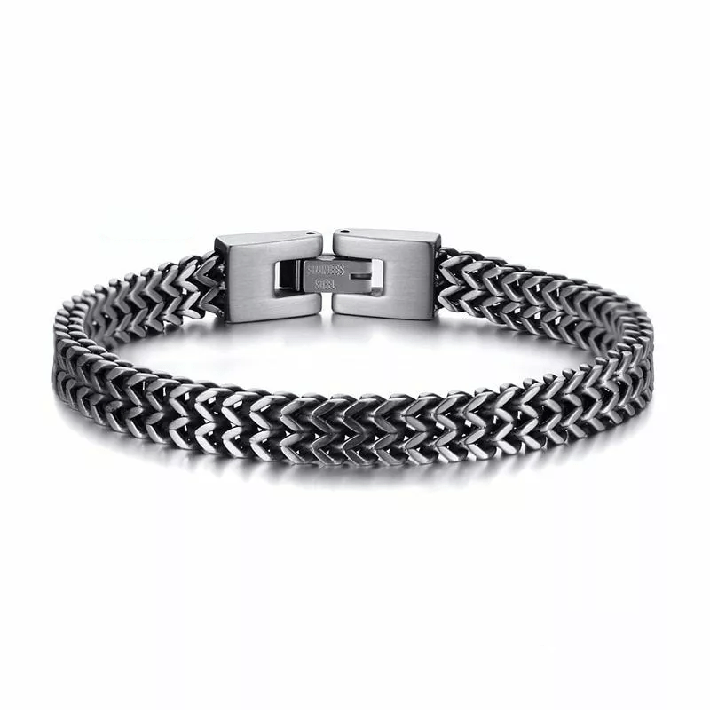 WorldNorse Stainless Steel Wheat Bracelet - Retro Silver - 21cm - image 0