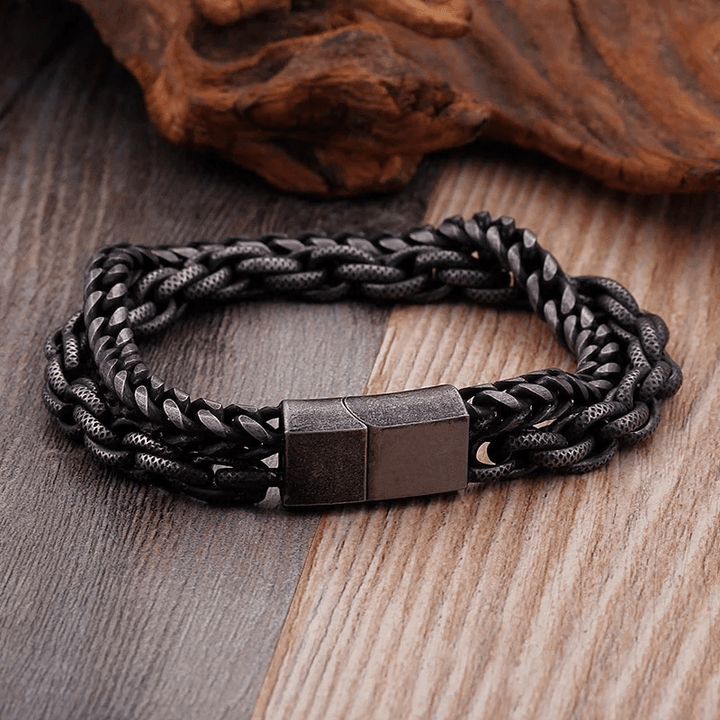 WorldNorse Heavy Chain Link Stainless Steel Bracelet - Retro Black - 25.5cm - image 0
