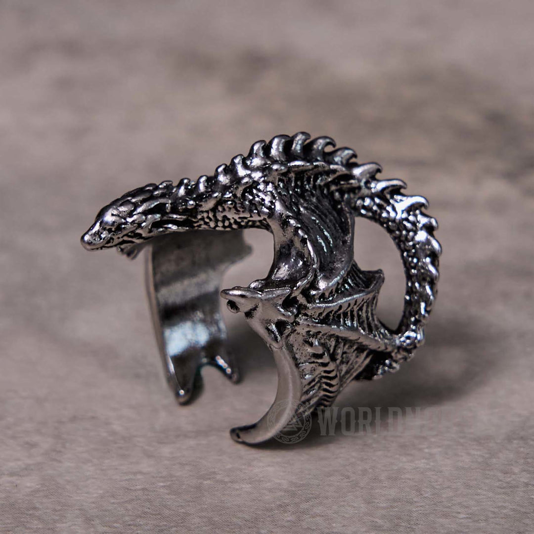 WorldNorse Dragon Open Design Gothic Ring - image 3