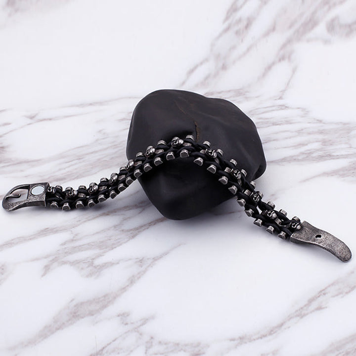 WorldNorse Skull Black Leather Rope Bracelet - image 10