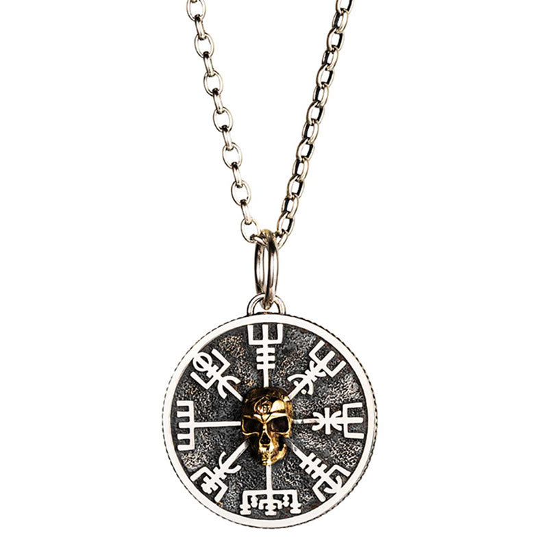 WorldNorse 925 Sterling Silver Vegvisir Skull Necklace - image 4