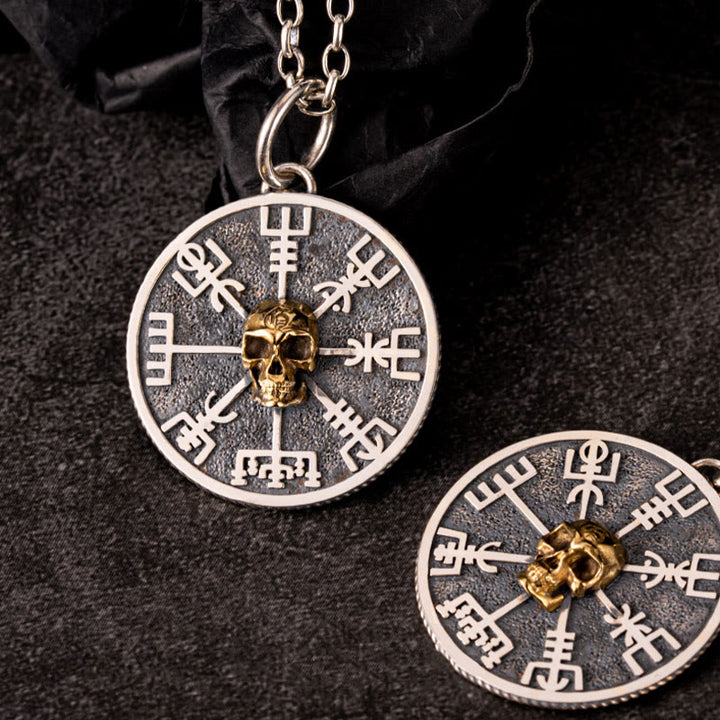 WorldNorse 925 Sterling Silver Vegvisir Skull Necklace - image 2