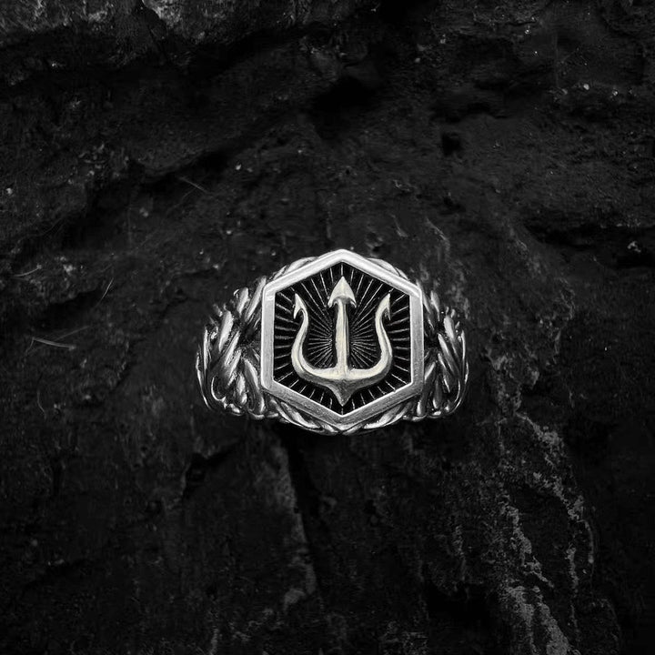 WorldNorse Poseidon Trident Battle Ring - Silver - image 4