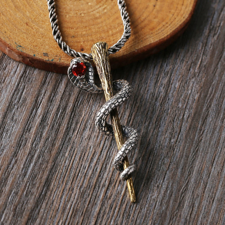 WorldNorse Ancient Egypt Staff Of Snake Protection God Necklace - With Rope Chain - image 0