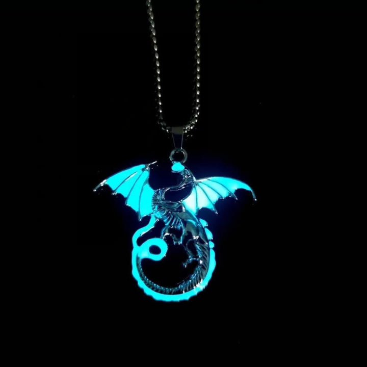 WorldNorse Luminous Flame Dragon Necklace - Flying Dragon#Light Blue - image 0