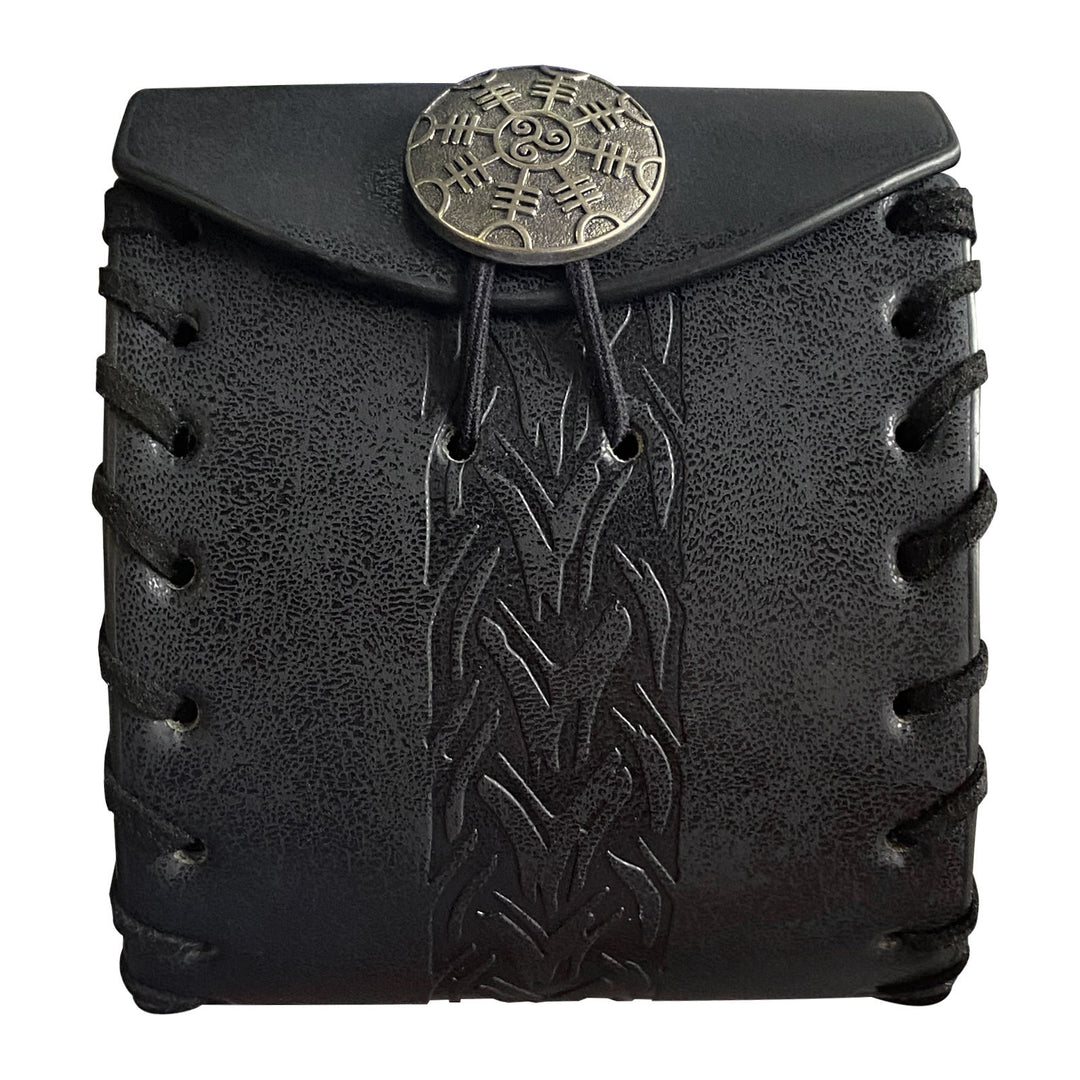WorldNorse Celtic Knot Leather Belt Pouch Square Bag