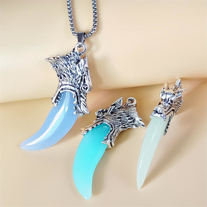 WorldNorse Glow in the Dark Wolf Teeth Necklace