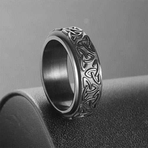 WorldNorse Viking Triquetra Spinner Ring - Black - UK Size Z（US 13) - image 1