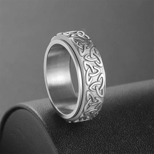 WorldNorse Viking Triquetra Spinner Ring - Silver - UK Size Z（US 13) - image 2
