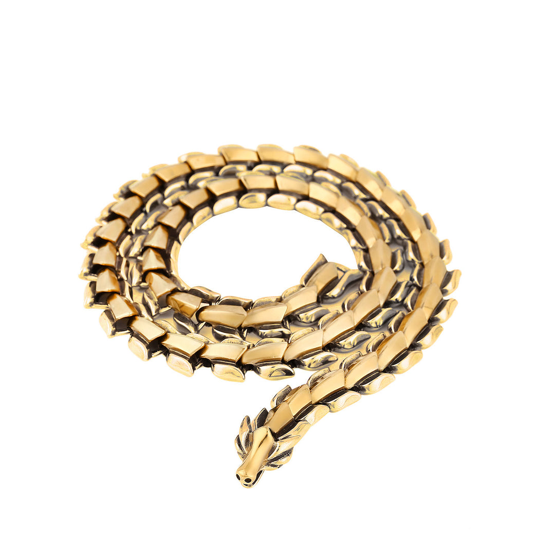 WorldNorse Norse Dragon Punk Necklace - Gold - 70cm - image 21