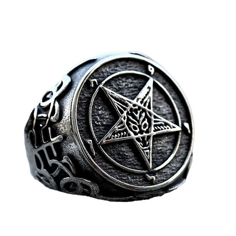 WorldNorse Gothic Pentagram Satan Ring - image 3