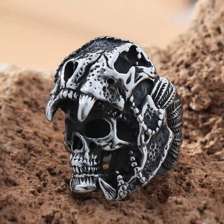 WorldNorse Skull Helmet Stainless Steel Ring - Silver - UK Size Z+2（US 15) - image 2
