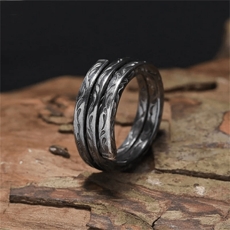 WorldNorse Hand Carved Leaf Pattern Ring - Retro - US 8 - image 0