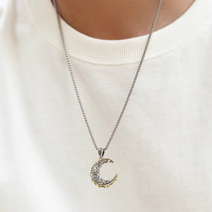 WorldNorse Wave Pattern Crescent Necklace - image 1