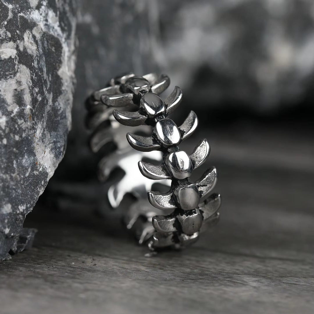 WorldNorse Gothic Retro Spine Fish Bone Ring - UK Size Y (US 12) - image 0