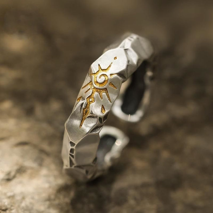 WorldNorse Wish Emblem Hammered Open Ring / Earrings - Bright Retro Silver - Ring - image 4