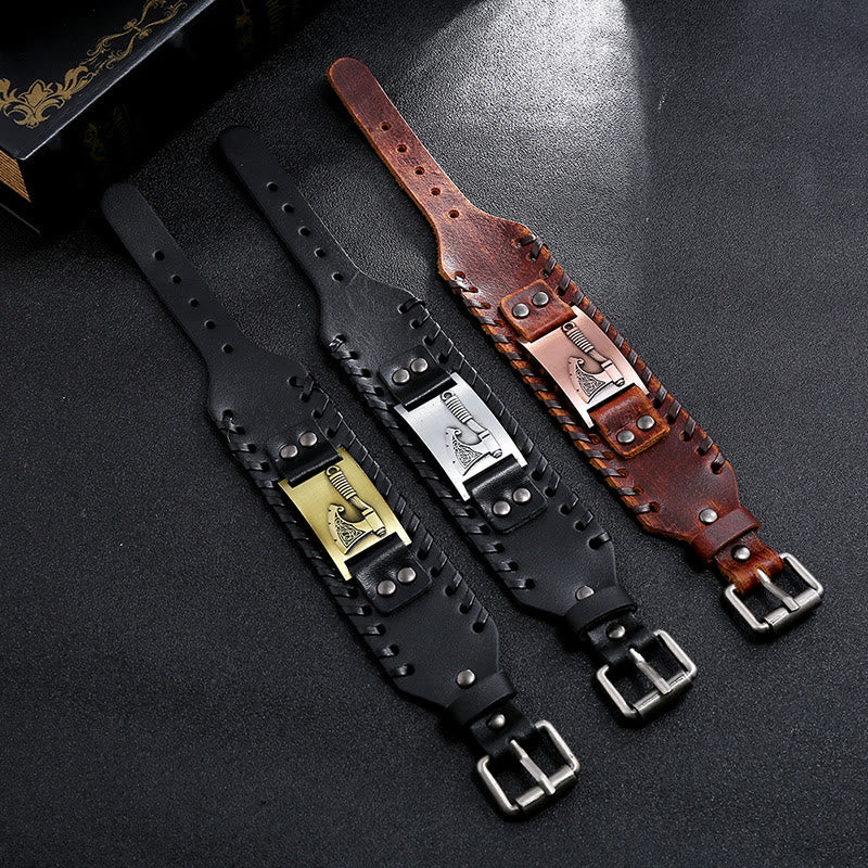 WorldNorse Viking Axe Norse Weapon Leather Bracelet - image 6