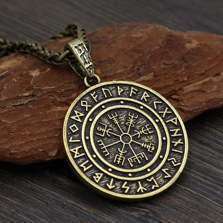 WorldNorse Vegvisir Rune Round Necklace - Bronze - With Chain - image 9