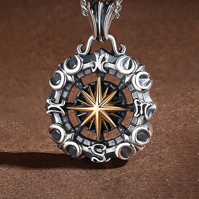 WorldNorse Celestial Constellation Compass Necklace - Silver&Gold - image 1