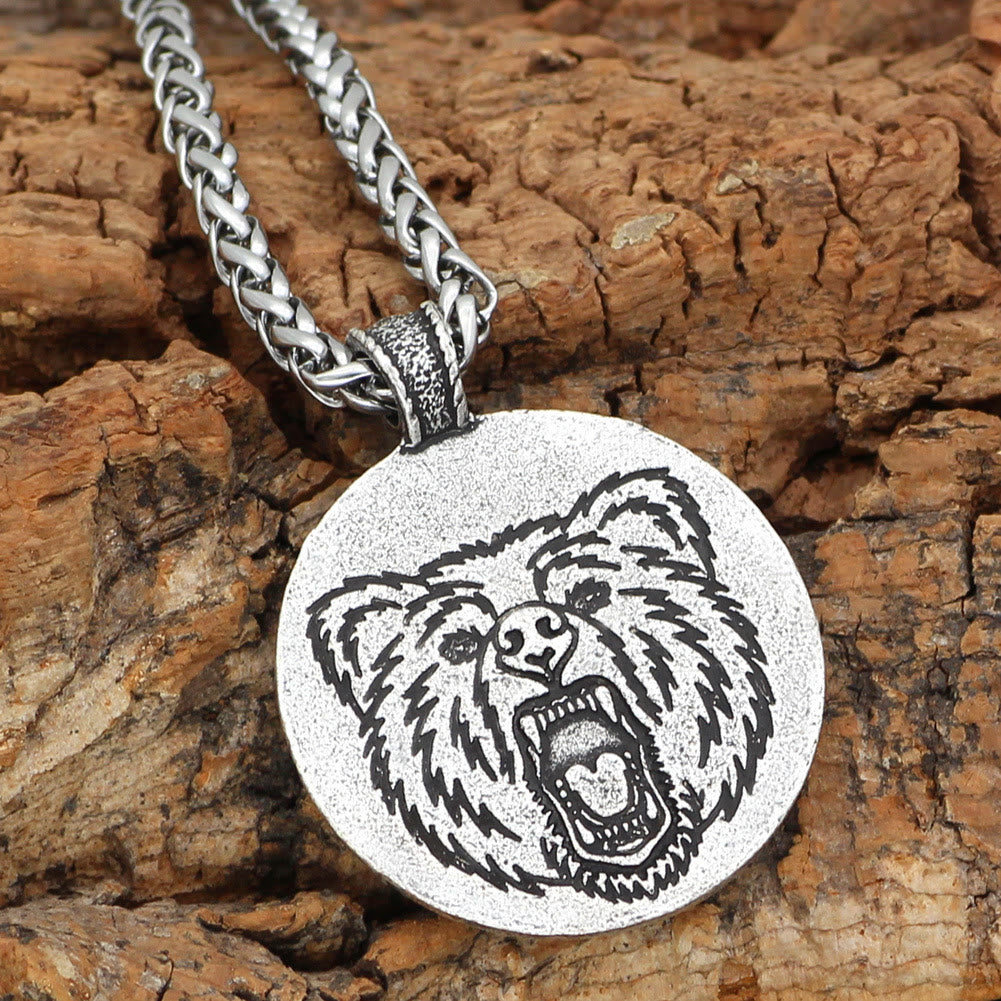 WorldNorse Viking Bear Paw Two Sided Necklace - Retro Silver - image 5