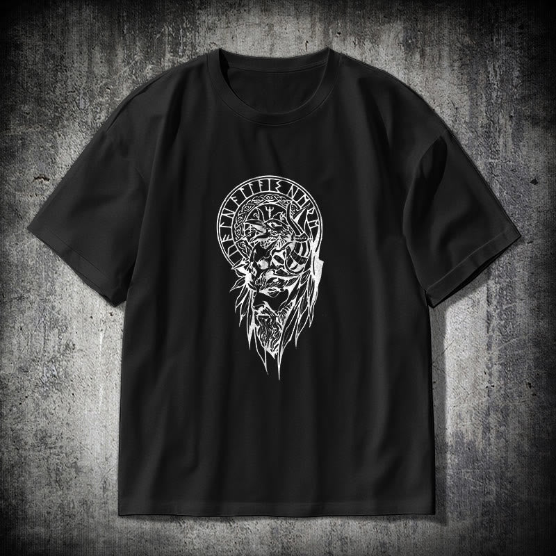 WorldNorse Vegvisir Wolve Celtic T-shirt - Black - 2XL - image 0