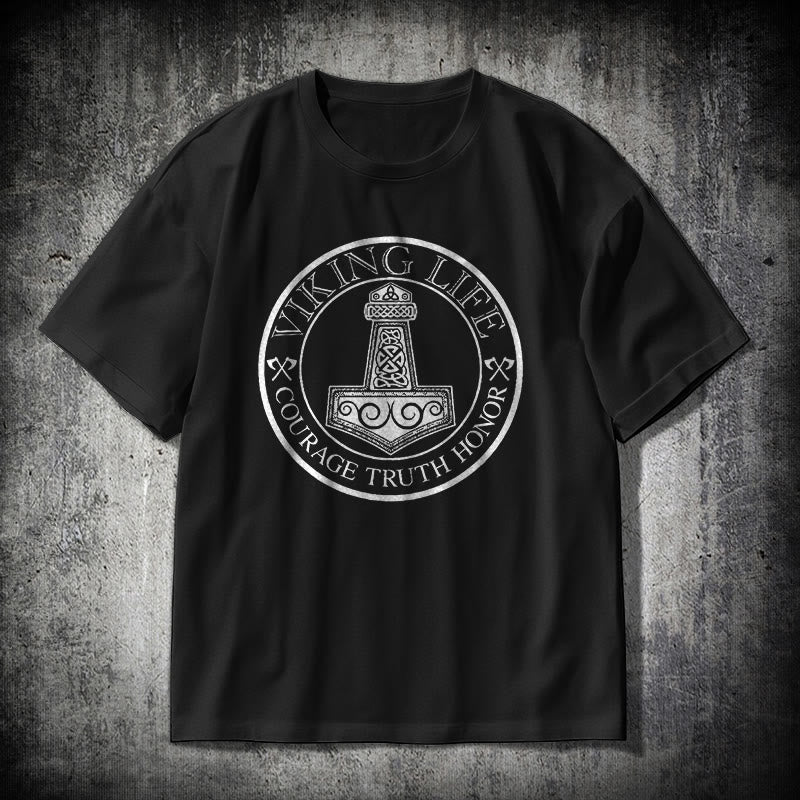 WorldNorse Viking Honor Thor's Hammer T-shirt - Black - 2XL - image 0