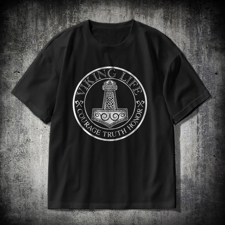 WorldNorse Viking Honor Thor's Hammer T-shirt - Black - 2XL - image 0