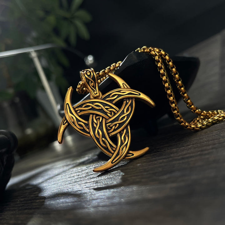 WorldNorse Triple Horn Of Odin Celtic Knot Necklace - image 2