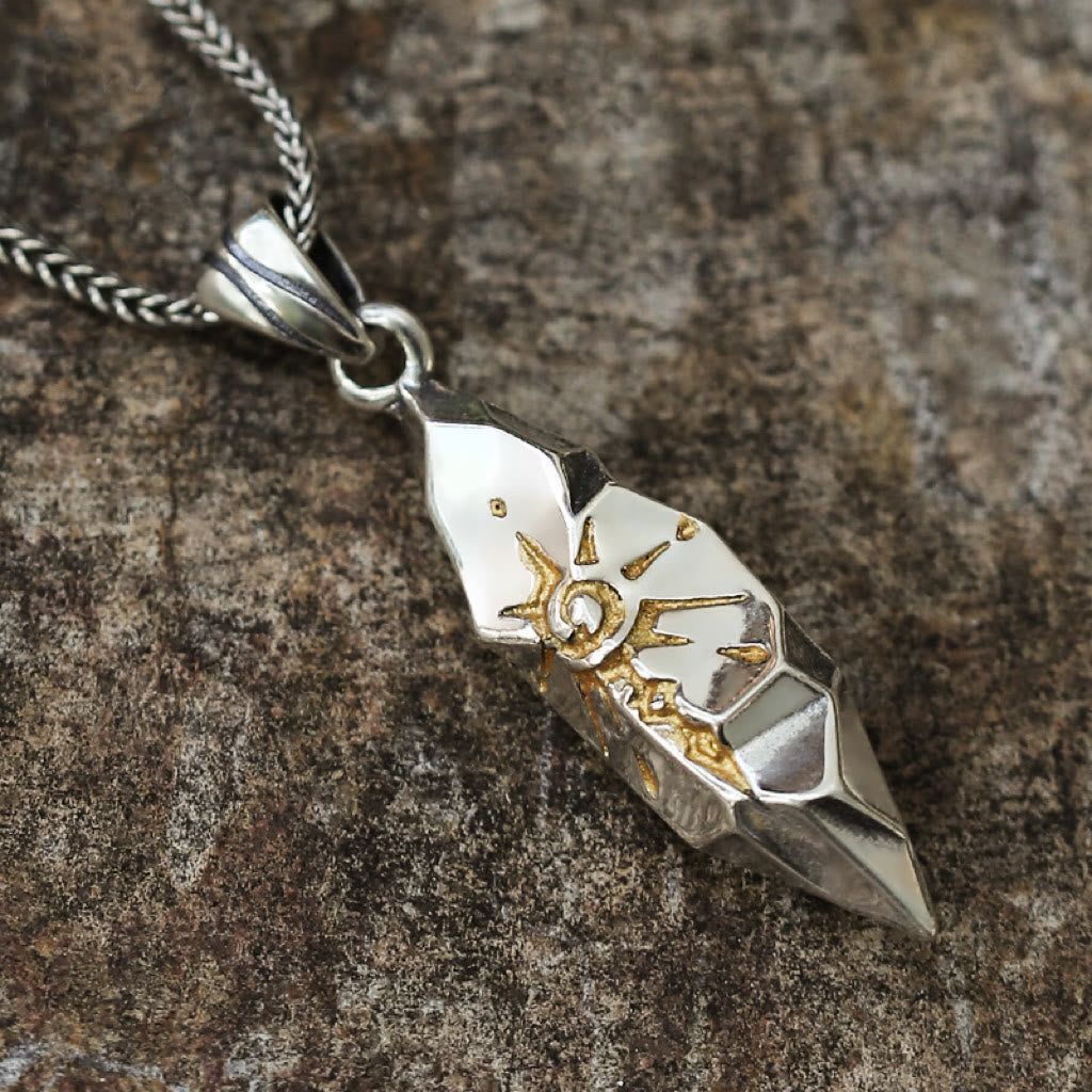 WorldNorse 925 Sterling Silver Wishing Stone Necklace - Silver - With Wheat Chain - 55cm - image 0