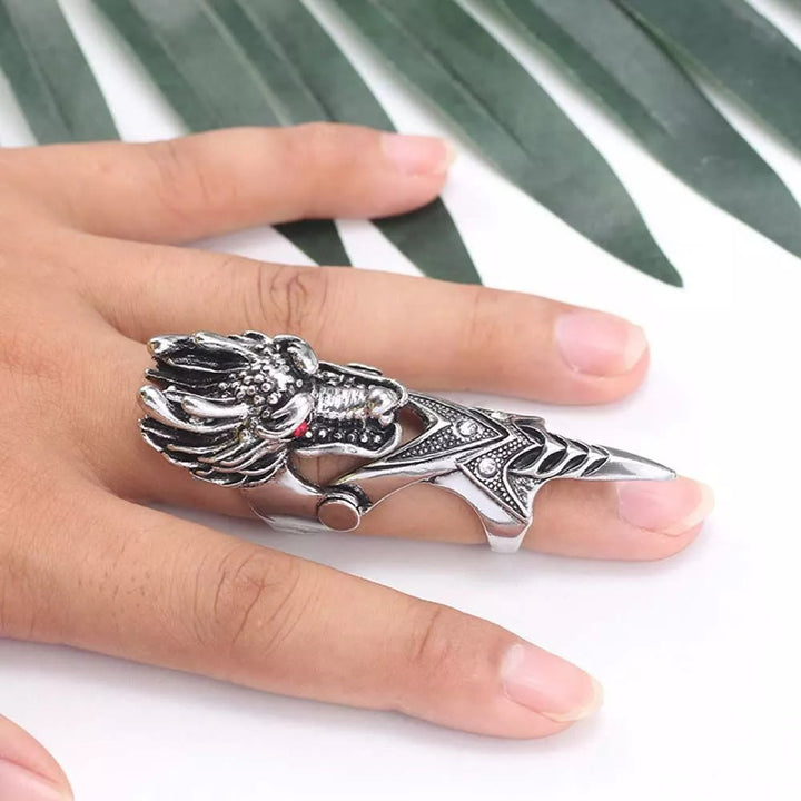 WorldNorse Norse Dragon Skull Full Finger Ring - image 2