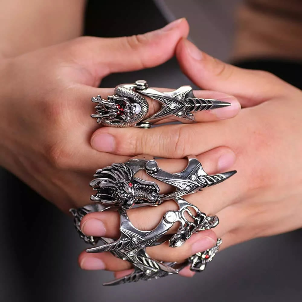 WorldNorse Norse Dragon Skull Full Finger Ring - image 0
