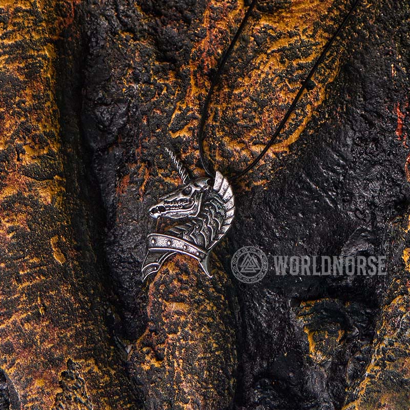 WorldNorse Unicorn Holy Beast Necklace - Retro Silver - With Wax Rope - image 4