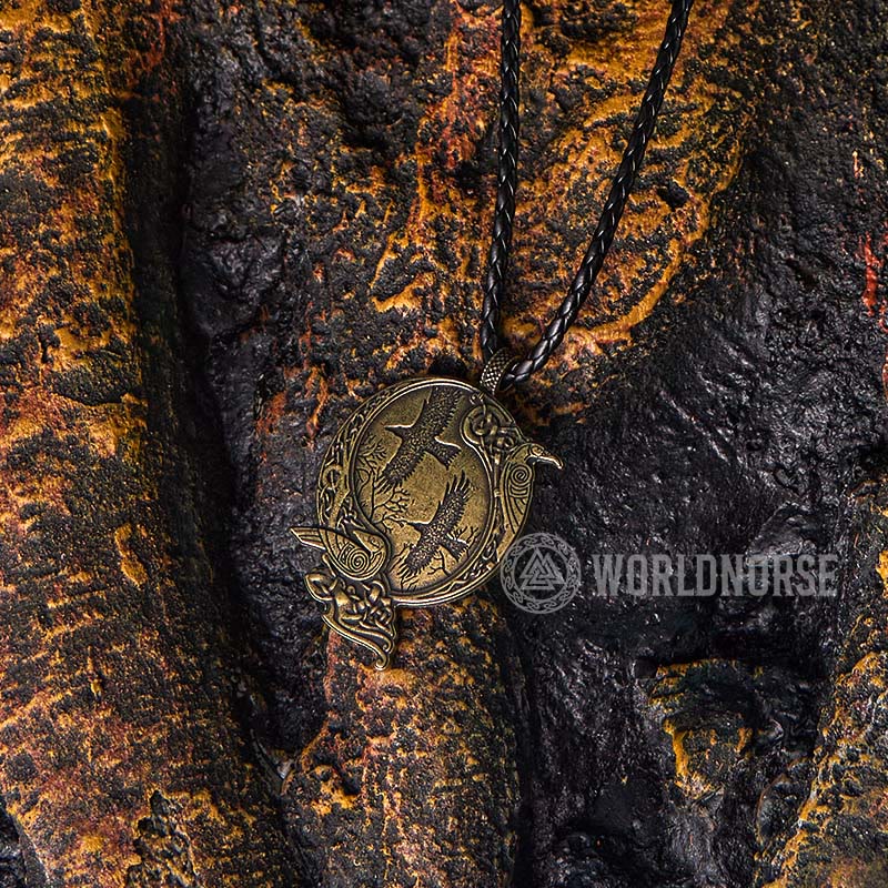 WorldNorse Odin Viking Raven Necklace - Retro Bronze - With Leather Rope - image 10