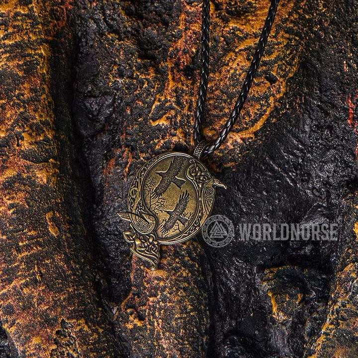 WorldNorse Odin Viking Raven Necklace - Retro Bronze - With Leather Rope - image 10