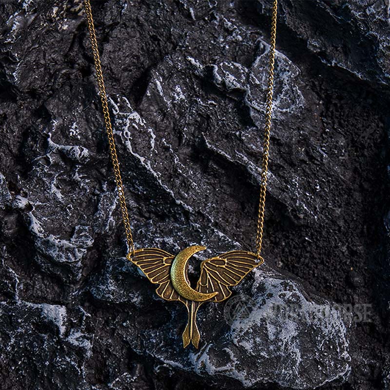 WorldNorse Gothic Moon Moth Dangle Necklace - Retro Bronze - image 7