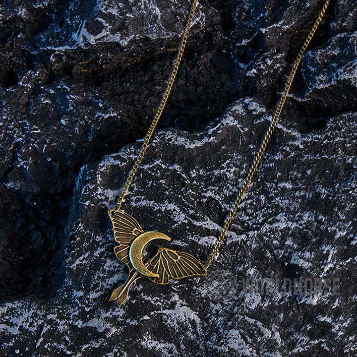 WorldNorse Gothic Moon Moth Dangle Necklace - image 9