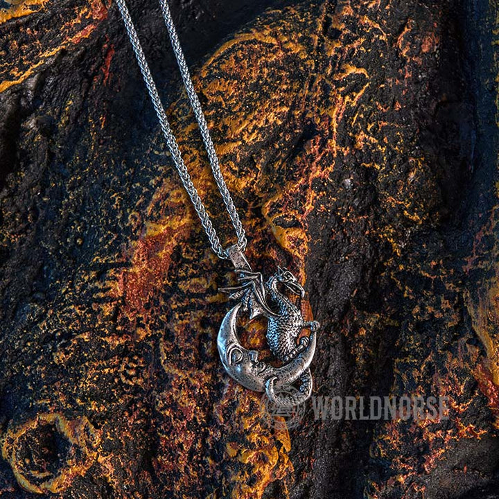 WorldNorse Mythical Viking Dragon Moon Necklace - image 3