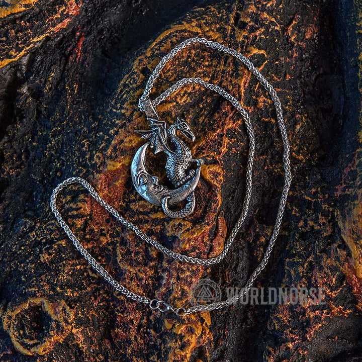 WorldNorse Mythical Viking Dragon Moon Necklace - image 4