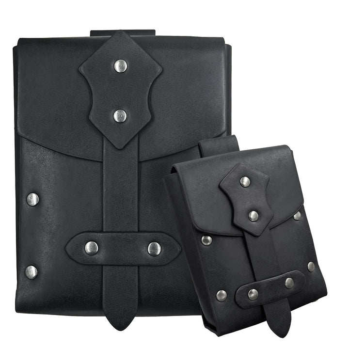 WorldNorse Square Rivet Belt Pouch Bag Set - Black - image 5
