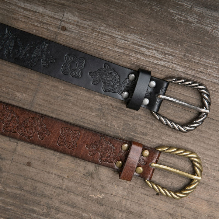 WorldNorse Vintage Fenrir Embossed Belt