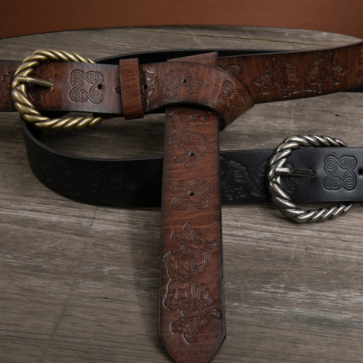 WorldNorse Vintage Fenrir Embossed Belt