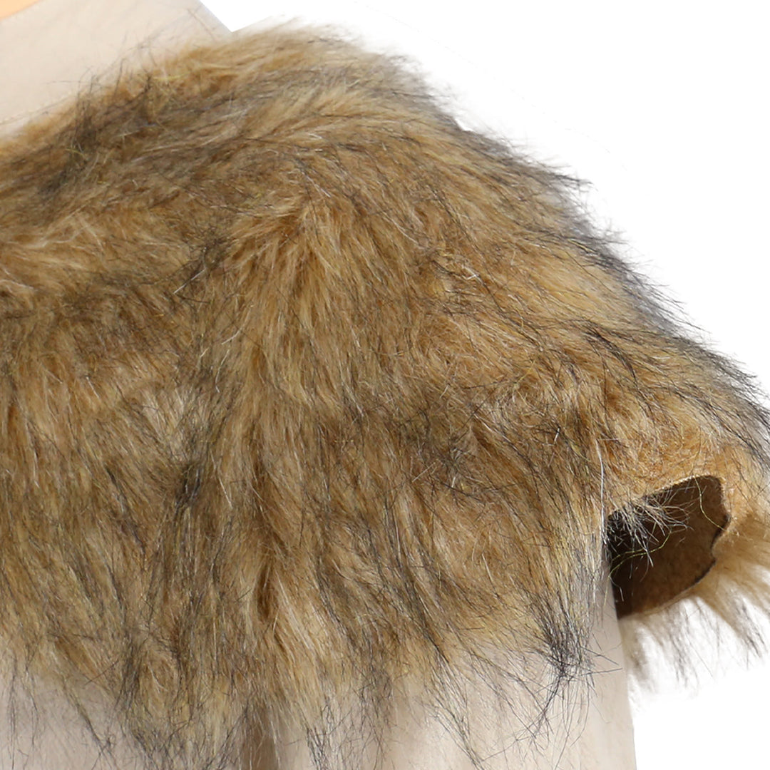 WorldNorse Nordic Leather Strap Fur Single-Shoulder Pauldron - image 3