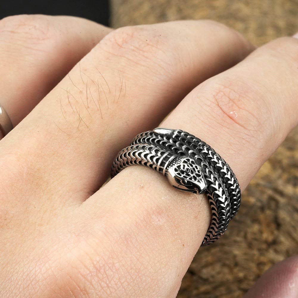 WorldNorse Snake King Titanium Steel Coil Ring - image 1
