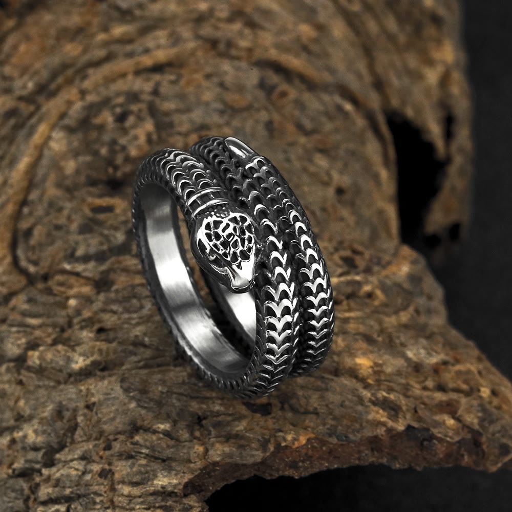 WorldNorse Snake King Titanium Steel Coil Ring - UK Size Z+1（US 14) - image 0