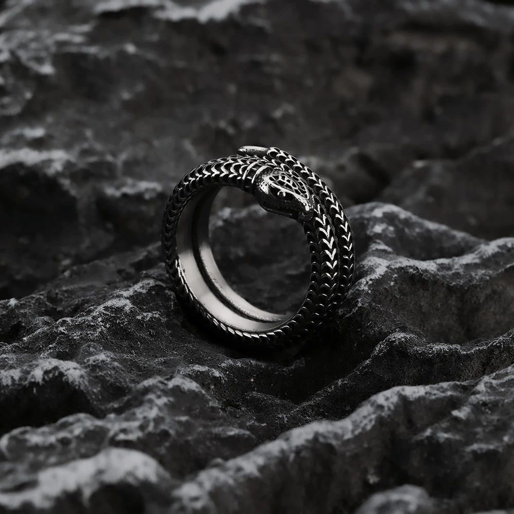 WorldNorse Snake King Titanium Steel Coil Ring - image 7