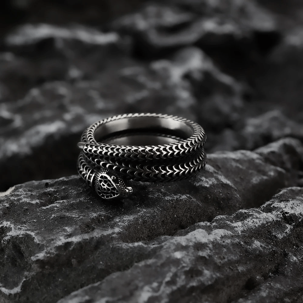 WorldNorse Snake King Titanium Steel Coil Ring - image 8